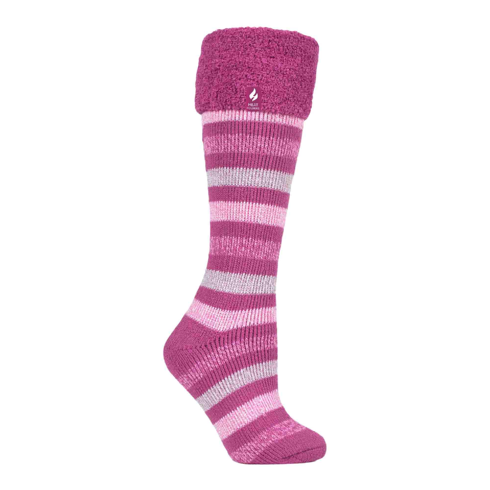 Sock Snob Womens Multicoloured Striped Patterned Long Wellington Boot Thermal Socks