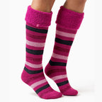 Sock Snob Womens Multicoloured Striped Patterned Long Wellington Boot Thermal Socks