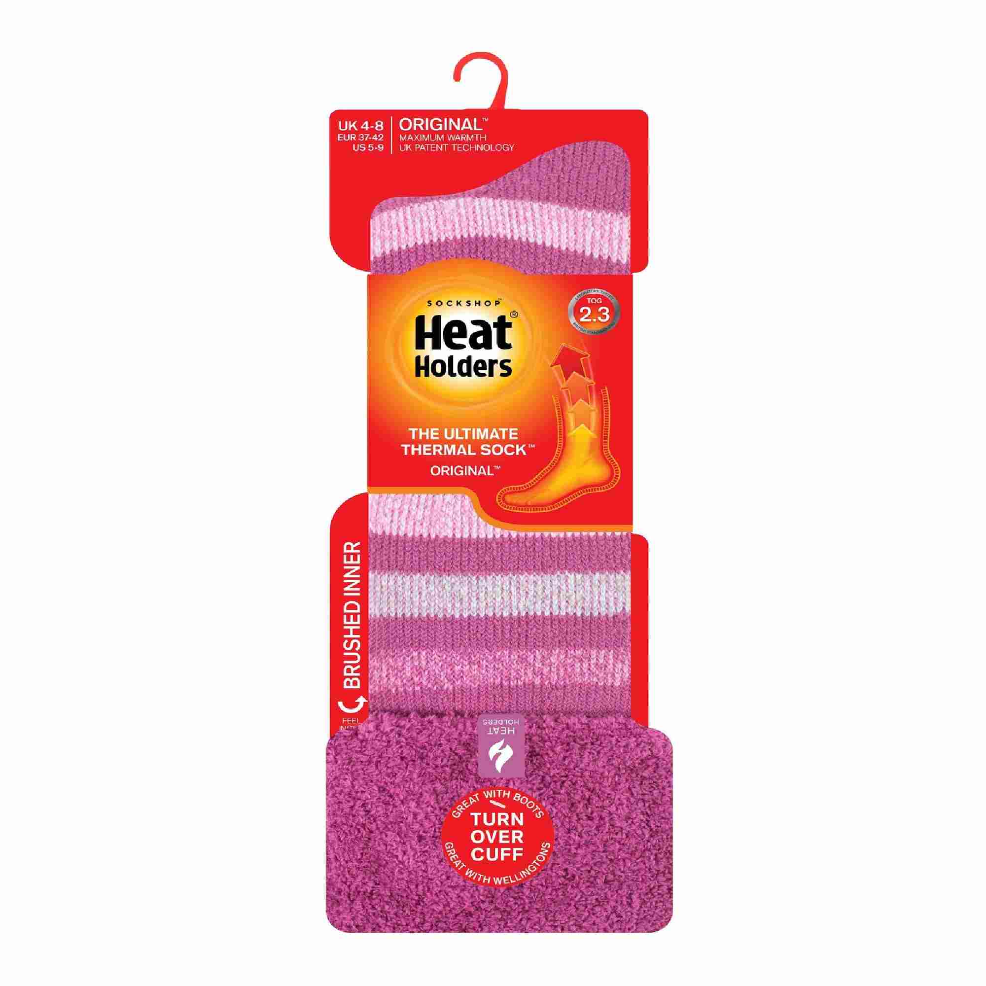 Sock Snob Womens Multicoloured Striped Patterned Long Wellington Boot Thermal Socks