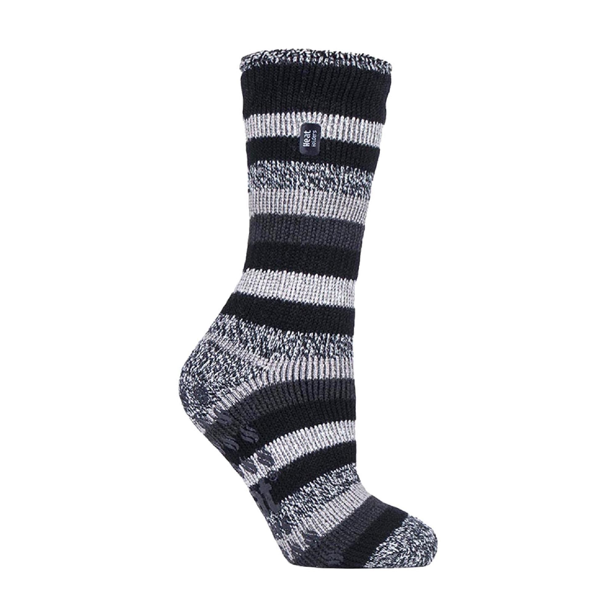 Heat Holders Womens Striped Non Slip Thermal Slipper Socks with Grips