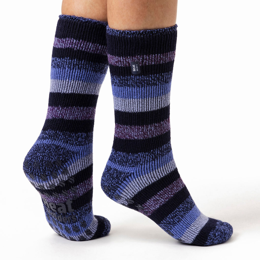 Heat Holders Womens Striped Non Slip Thermal Slipper Socks with Grips