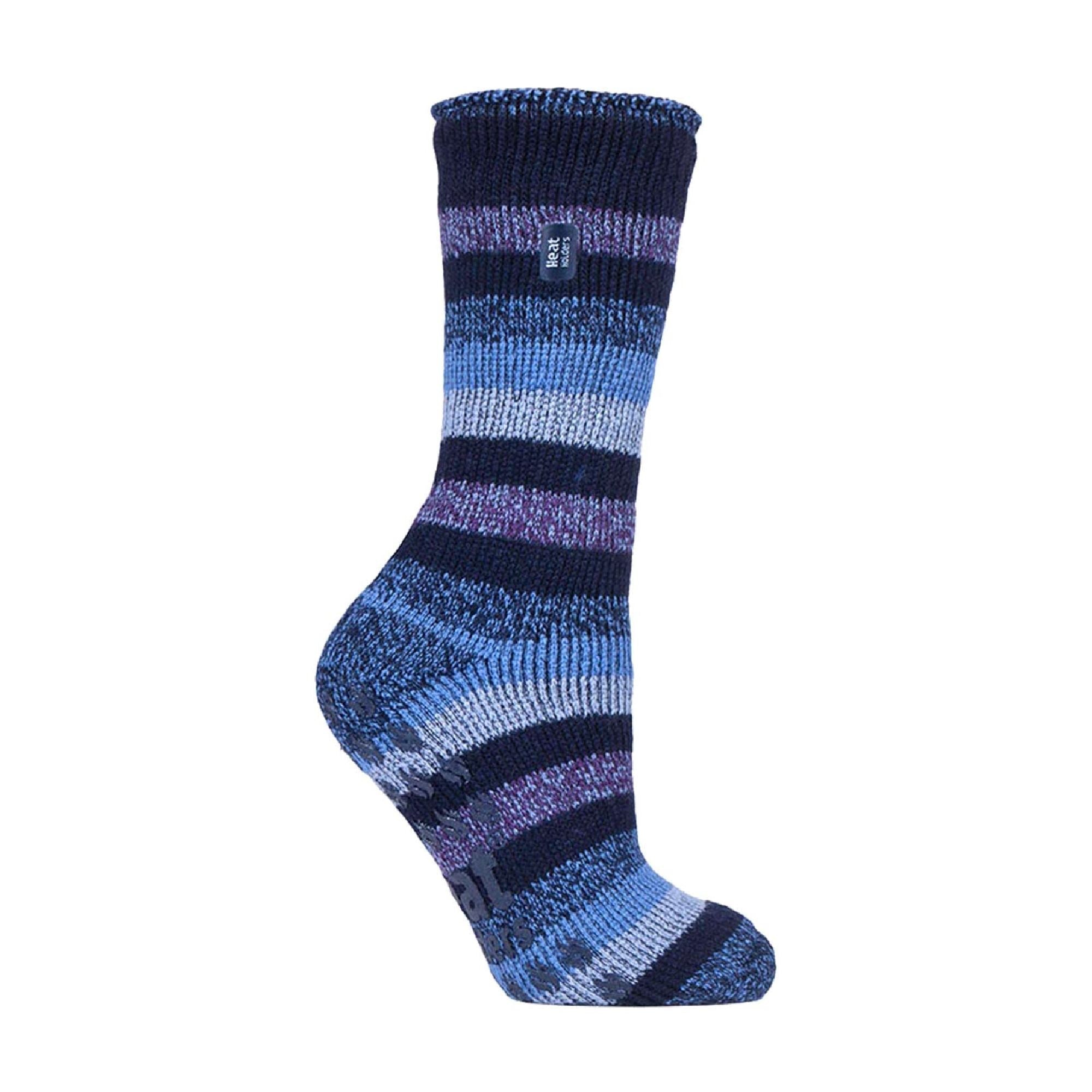 Heat Holders Womens Striped Non Slip Thermal Slipper Socks with Grips