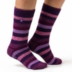 Heat Holders Womens Striped Non Slip Thermal Slipper Socks with Grips