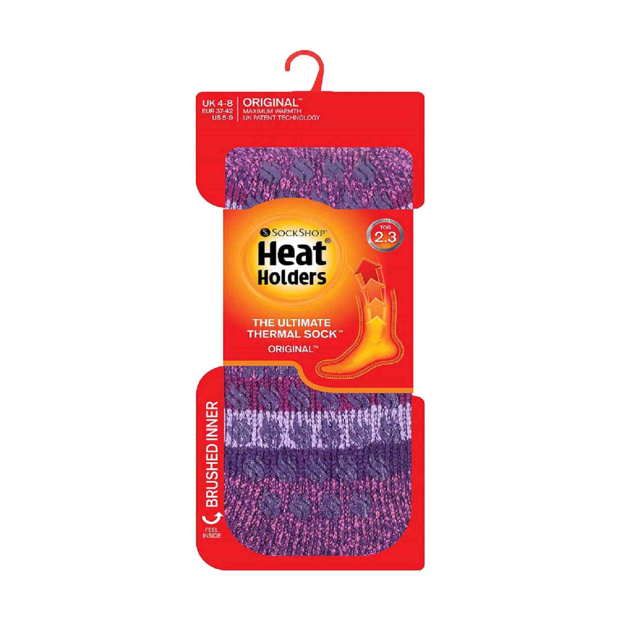 Heat Holders Womens Striped Non Slip Thermal Slipper Socks with Grips