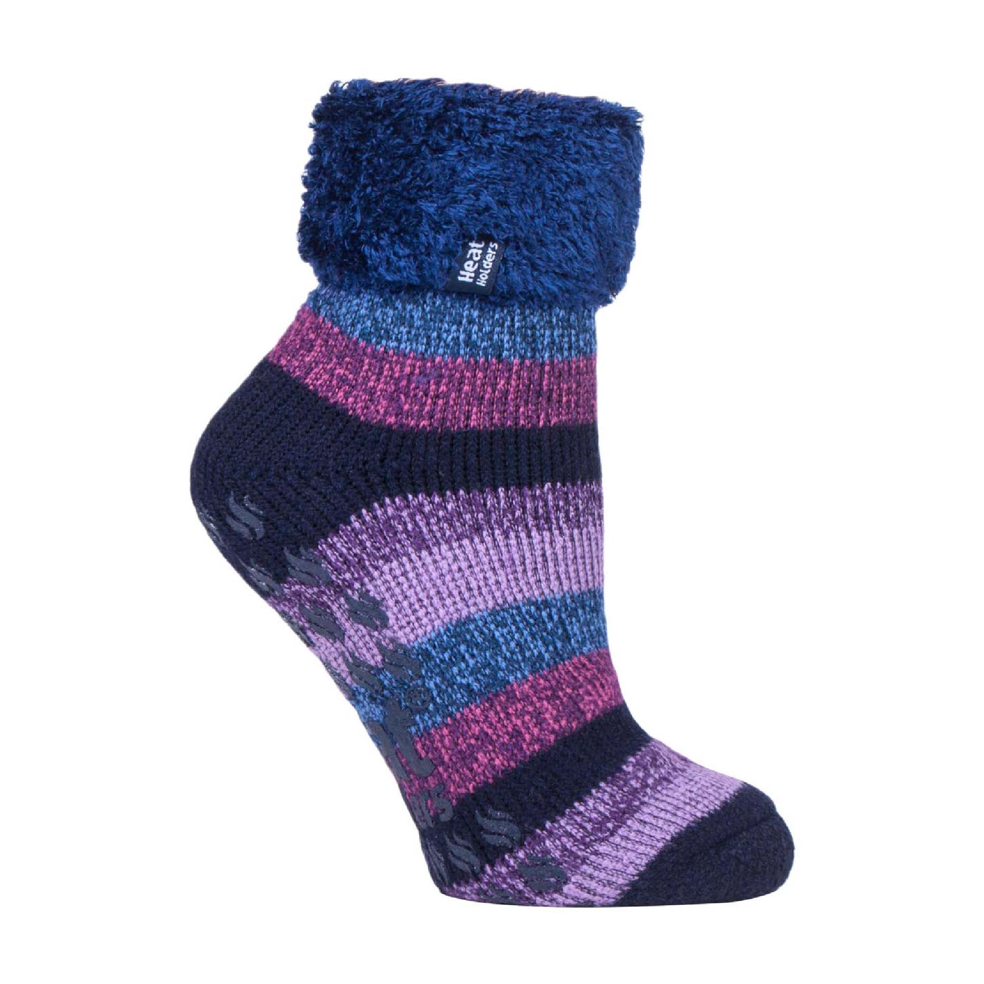 Sock Snob Womens Non Slip Thermal Low Cut Ankle Slipper Bed Socks with Grips