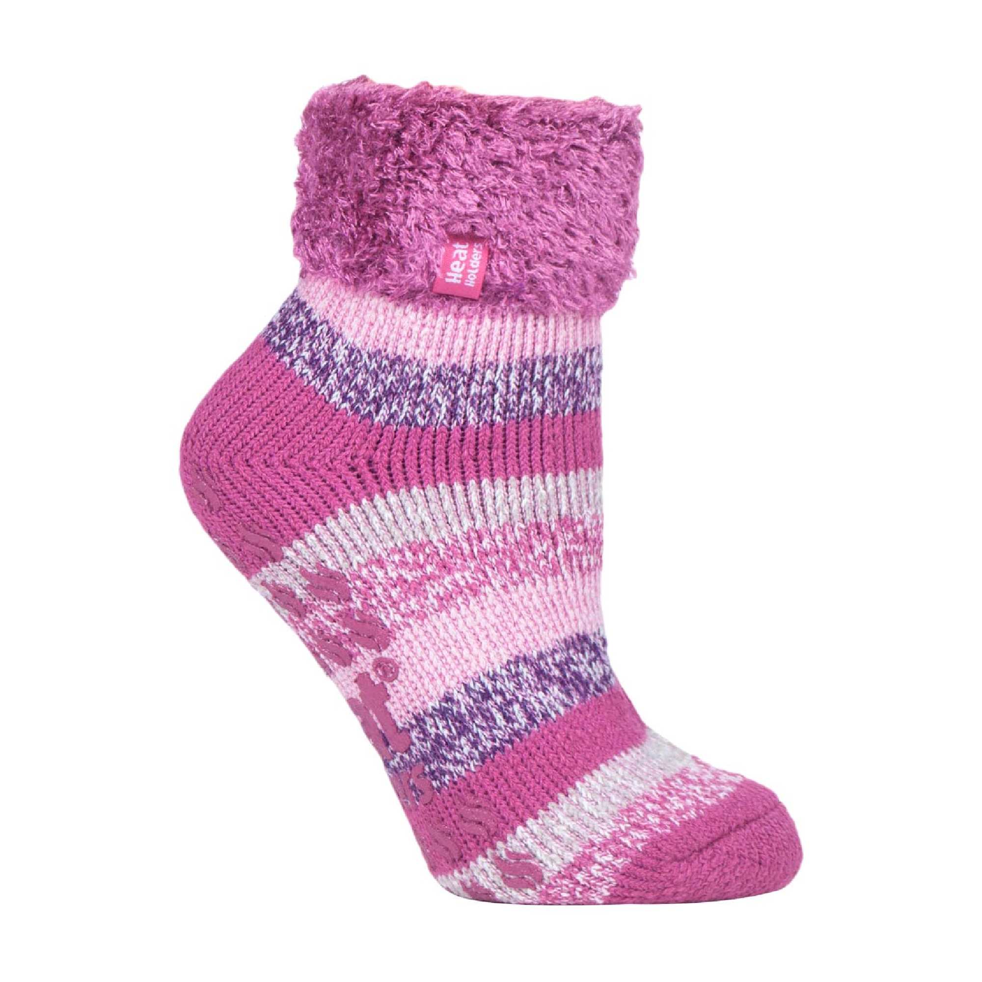 Sock Snob Womens Non Slip Thermal Low Cut Ankle Slipper Bed Socks with Grips