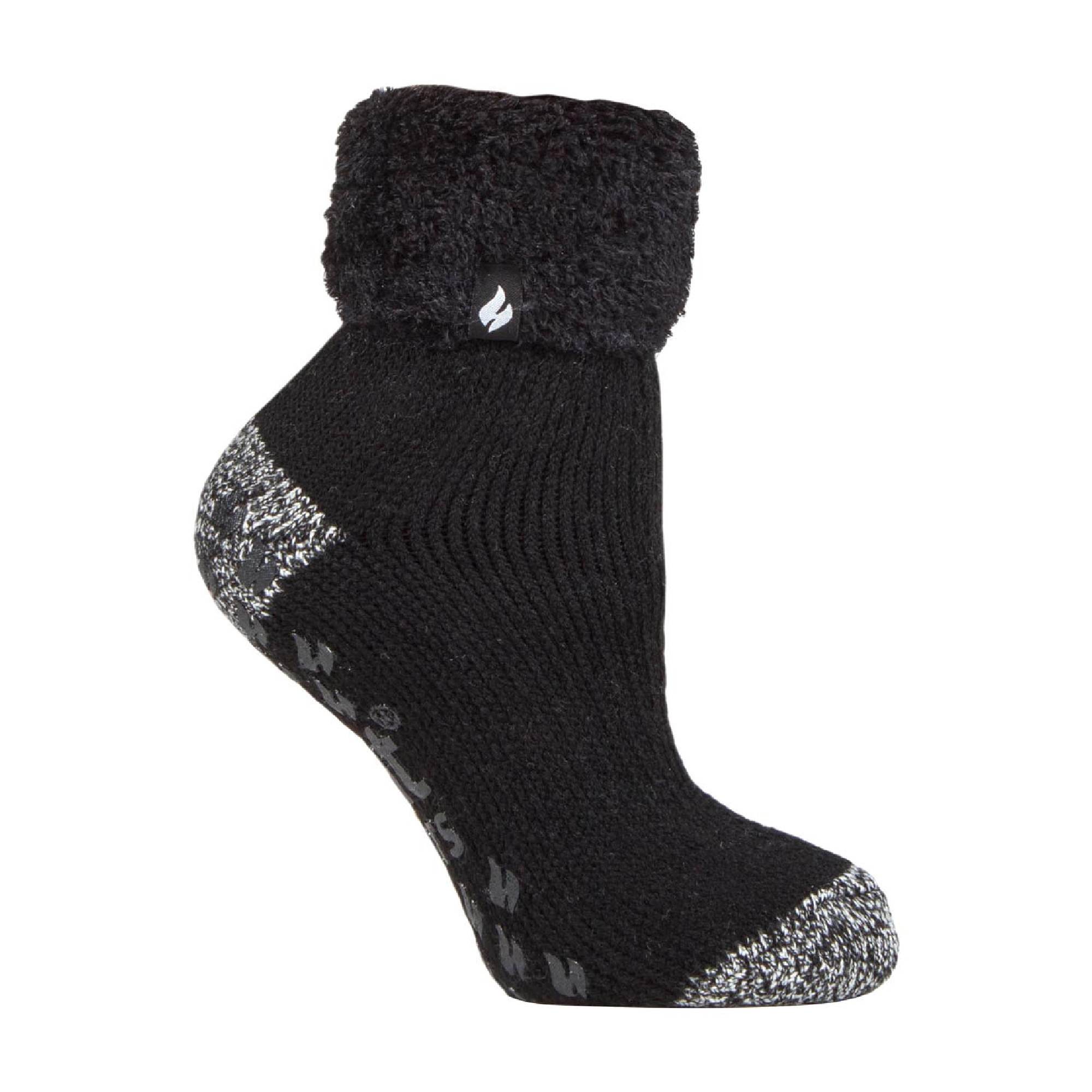 Sock Snob Womens Non Slip Thermal Low Cut Ankle Slipper Bed Socks with Grips