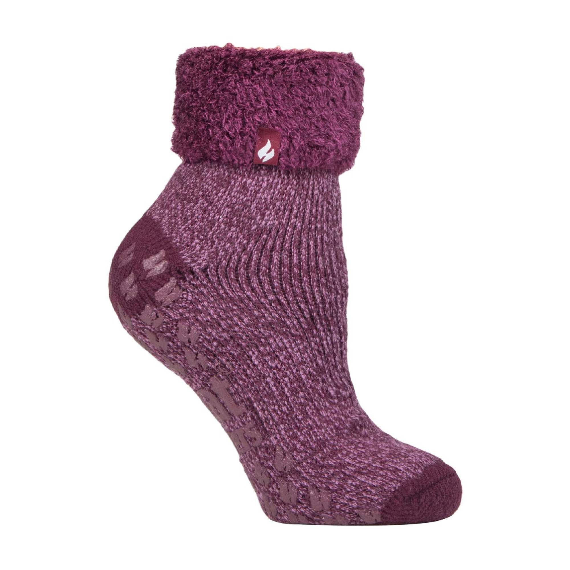 Sock Snob Womens Non Slip Thermal Low Cut Ankle Slipper Bed Socks with Grips