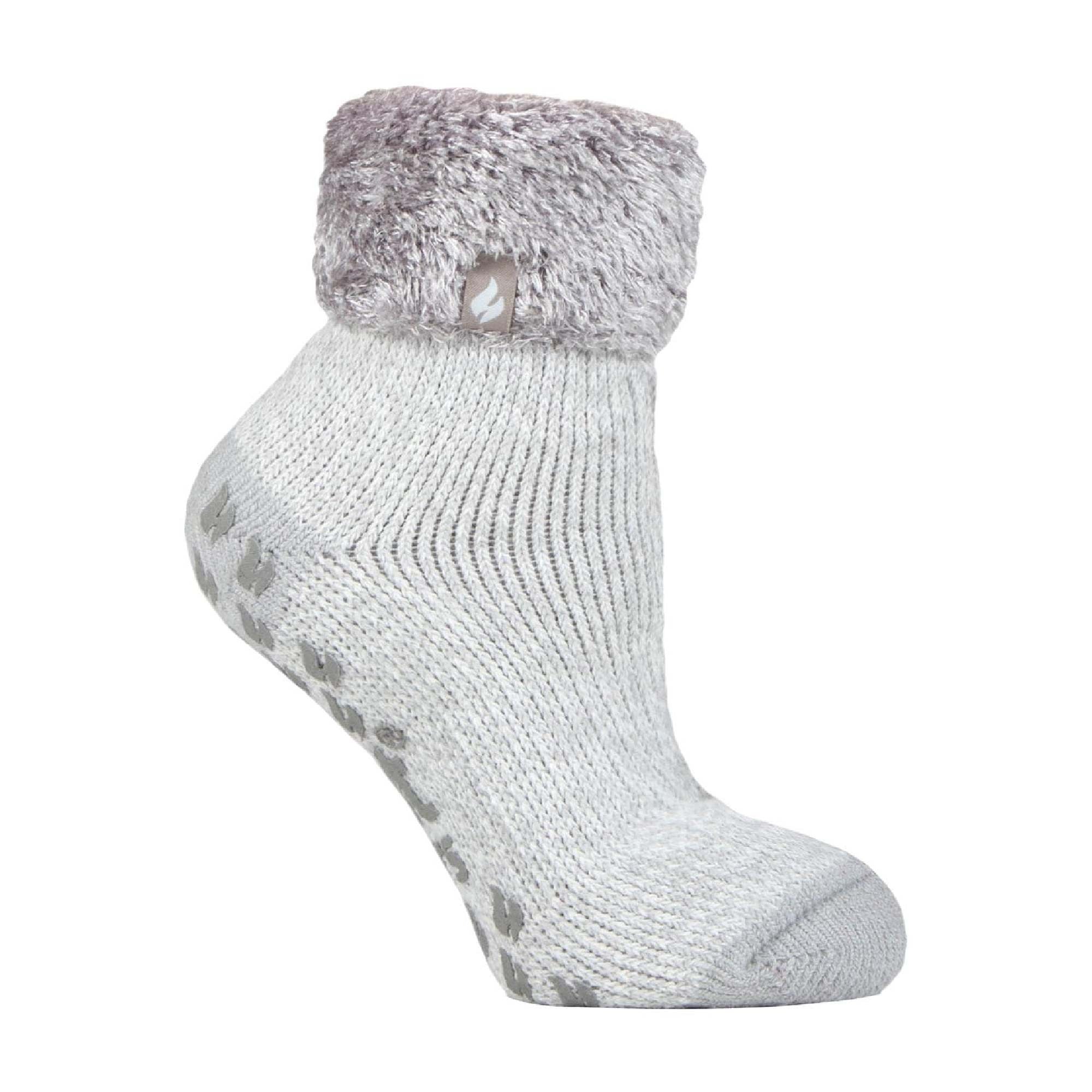 Sock Snob Womens Non Slip Thermal Low Cut Ankle Slipper Bed Socks with Grips