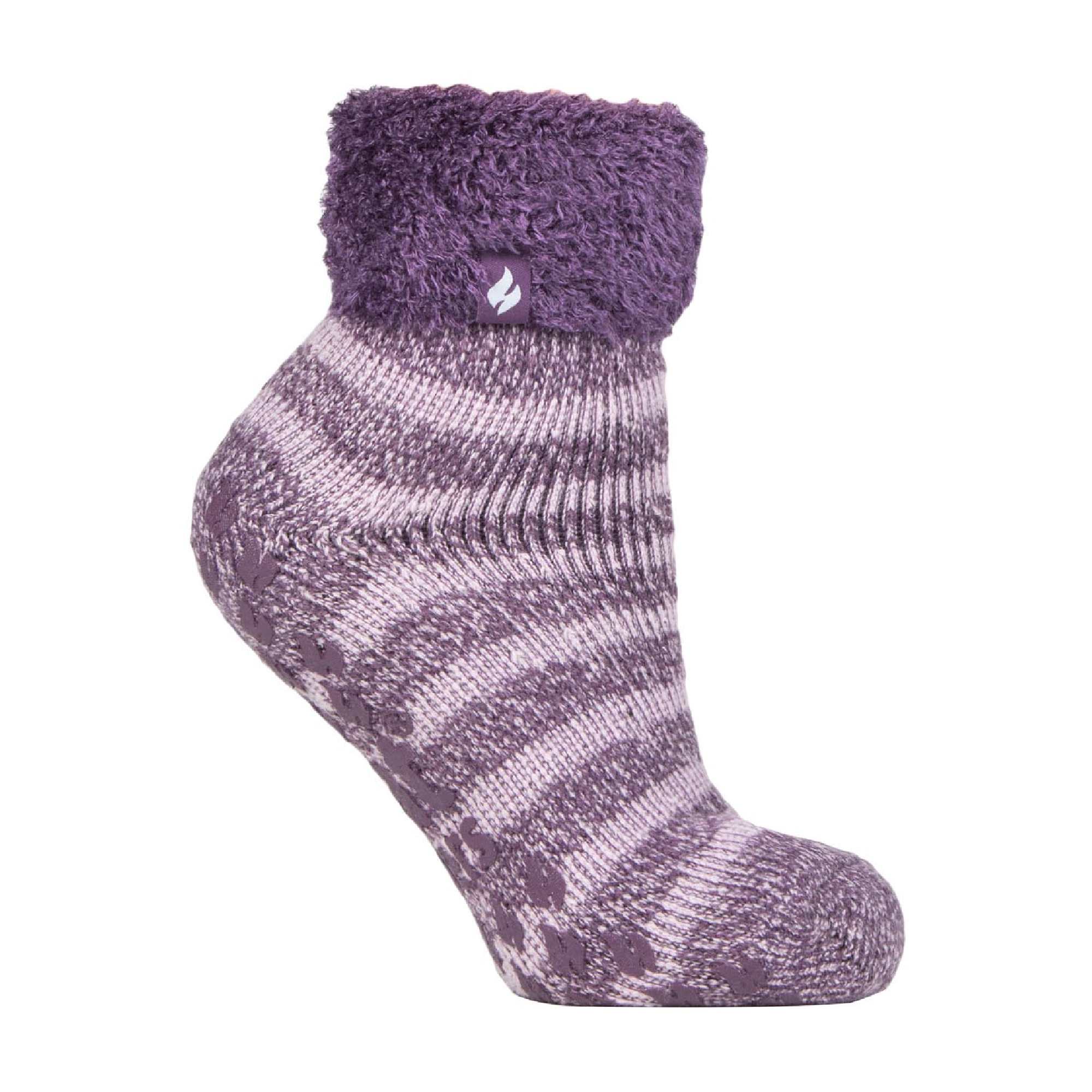 Sock Snob Womens Non Slip Thermal Low Cut Ankle Slipper Bed Socks with Grips