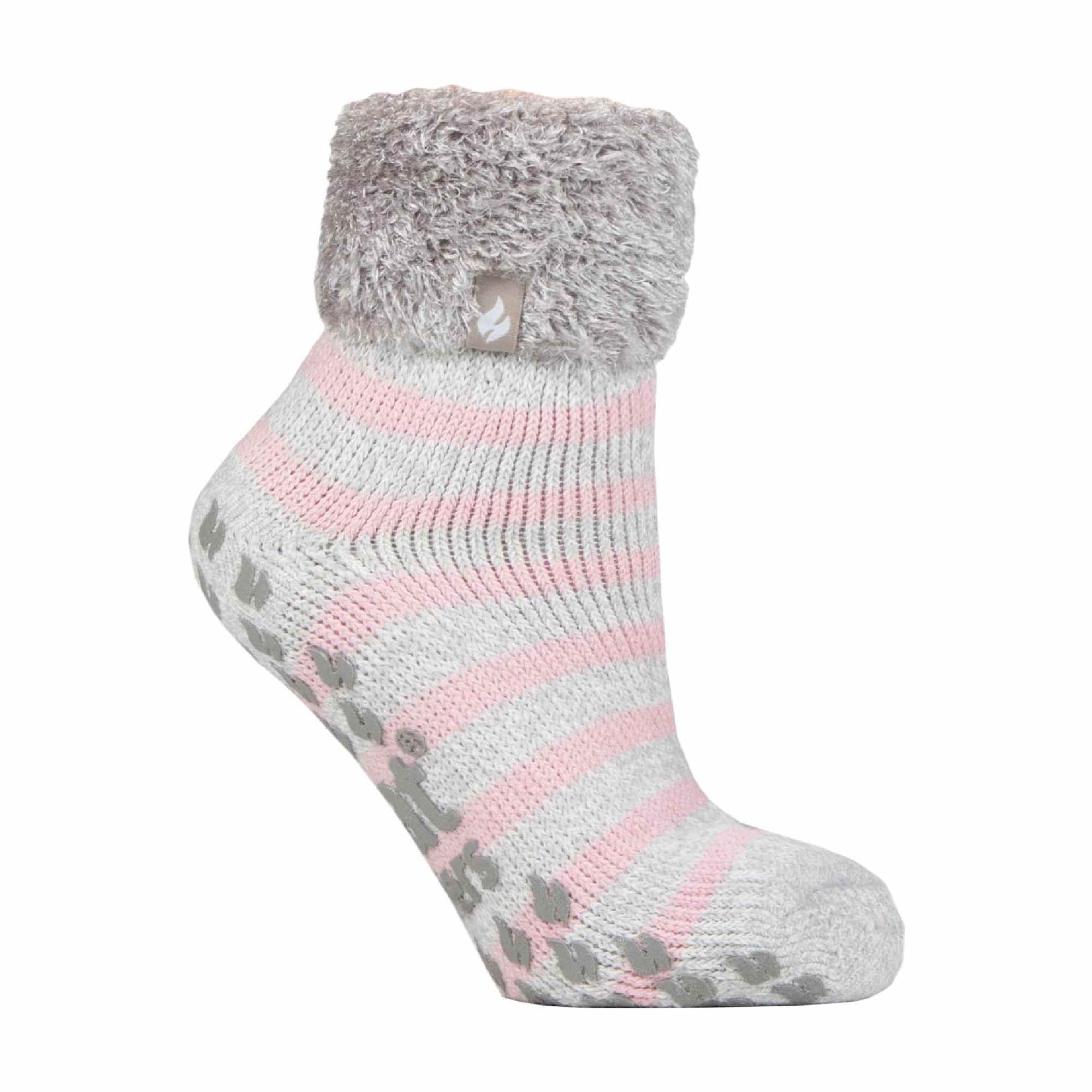 Sock Snob Womens Non Slip Thermal Low Cut Ankle Slipper Bed Socks with Grips
