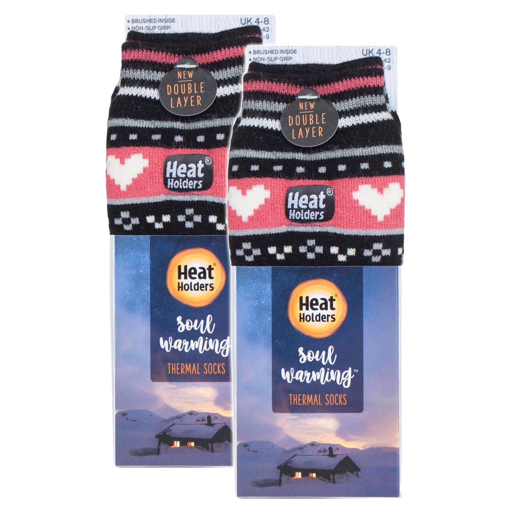Heat Holders 2 Pairs Womens Soul Warming Socks with Grips
