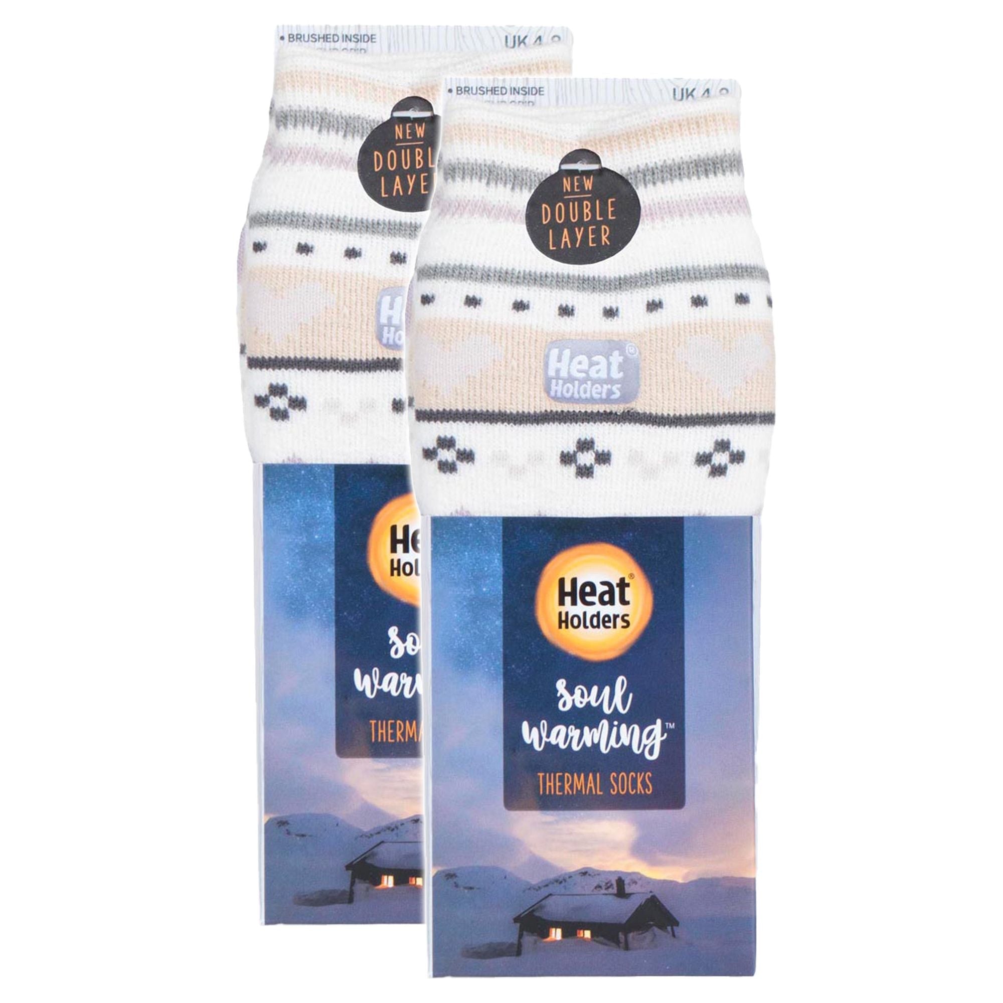 Heat Holders 2 Pairs Womens Soul Warming Socks with Grips