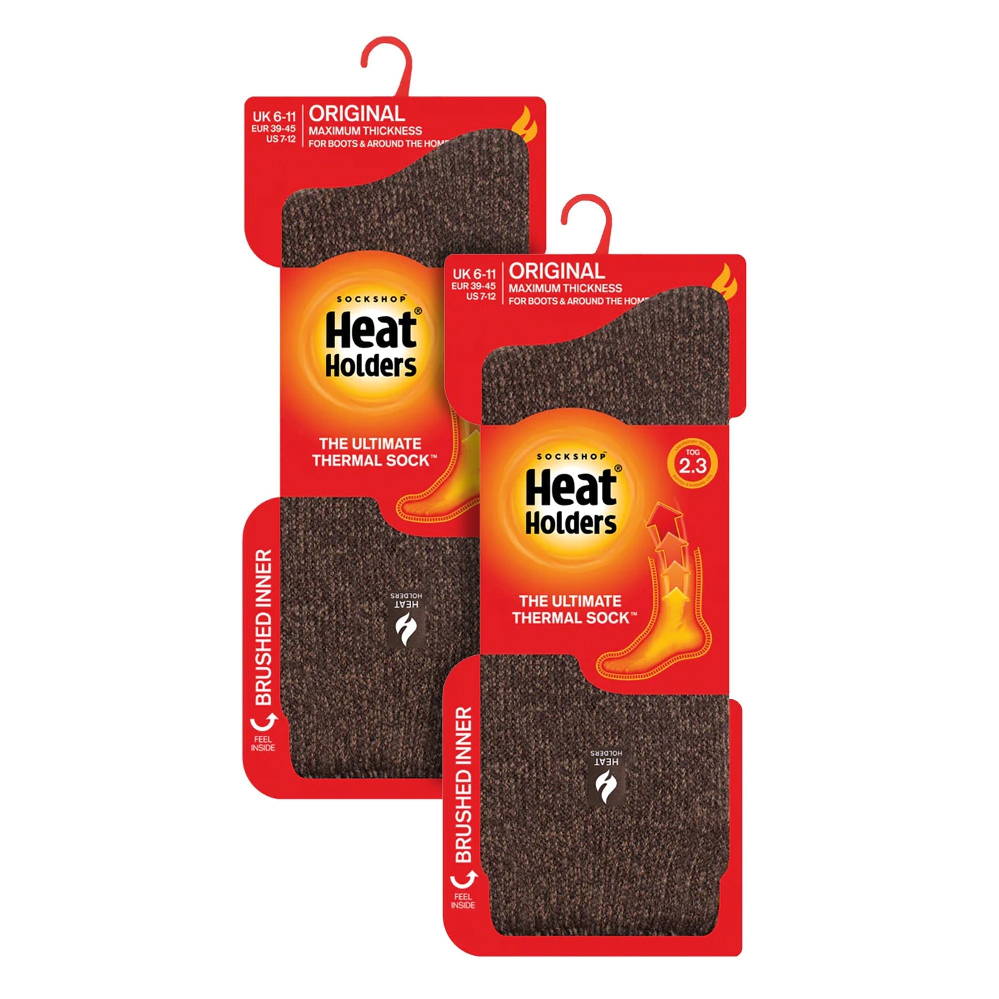 Heat Holders Mens 2 Pack Original Thermal Brushing Socks