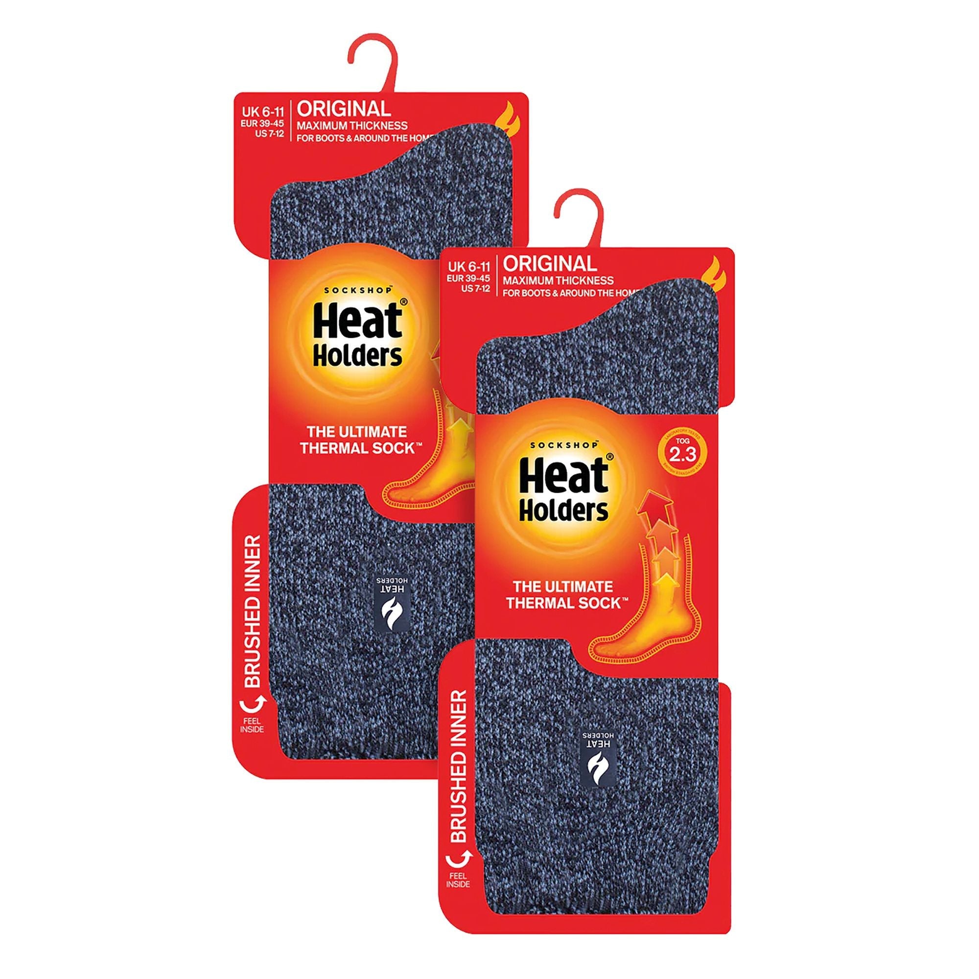 Heat Holders Mens 2 Pack Original Thermal Brushing Socks