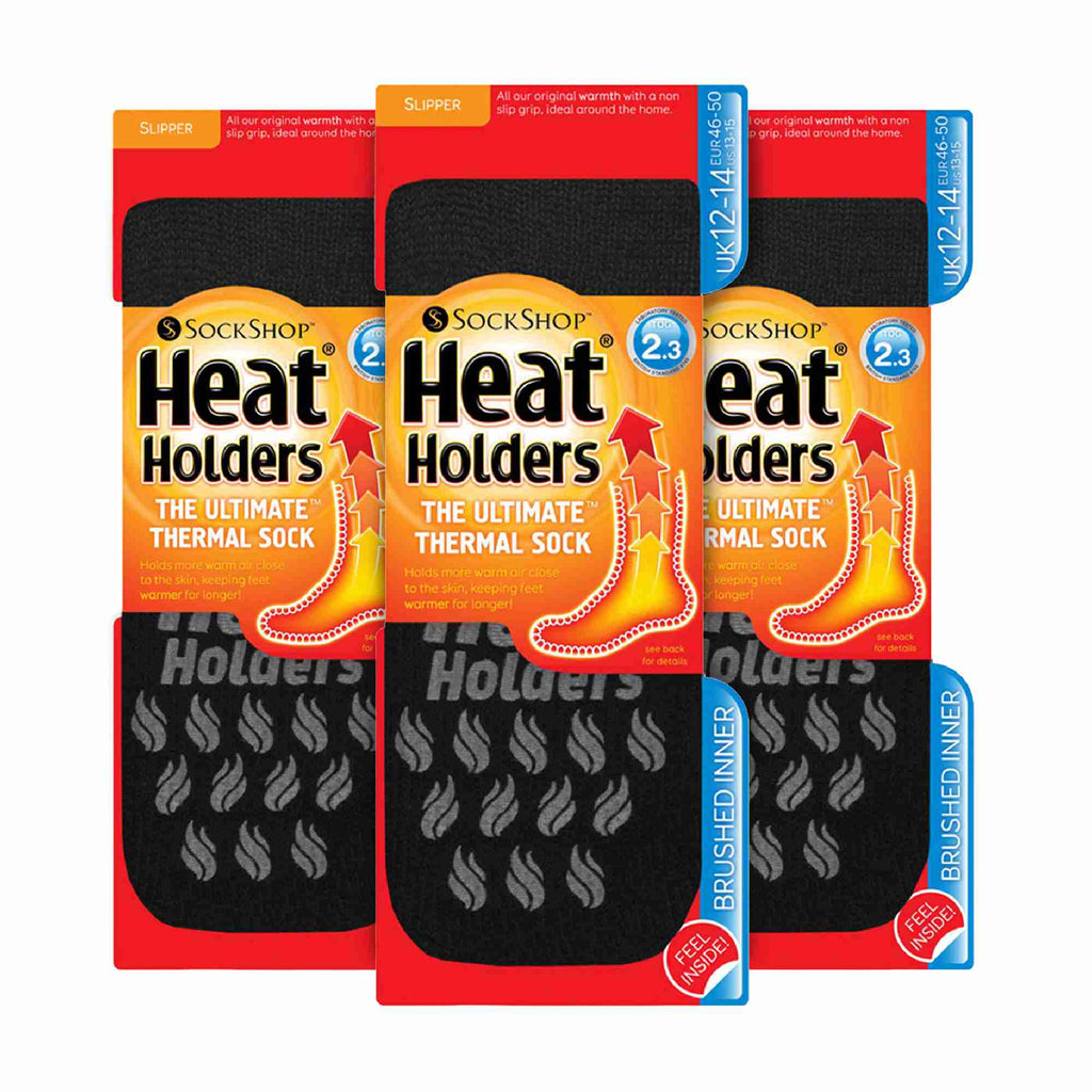 Heat Holders 3 Pairs Multipack Mens Slipper Socks with Grips