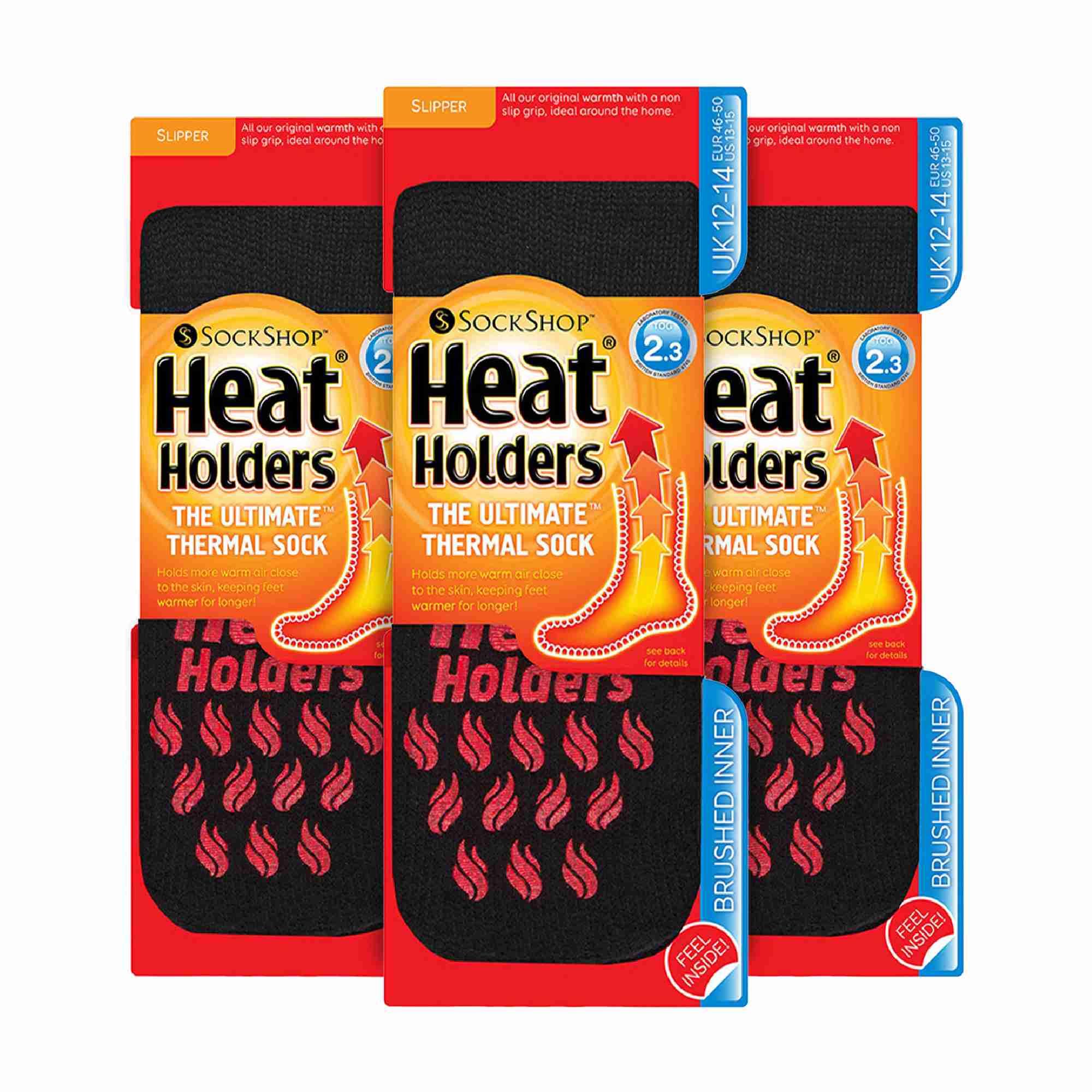 Heat Holders 3 Pairs Multipack Mens Slipper Socks with Grips