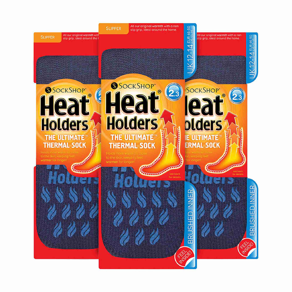 Heat Holders 3 Pairs Multipack Mens Slipper Socks with Grips