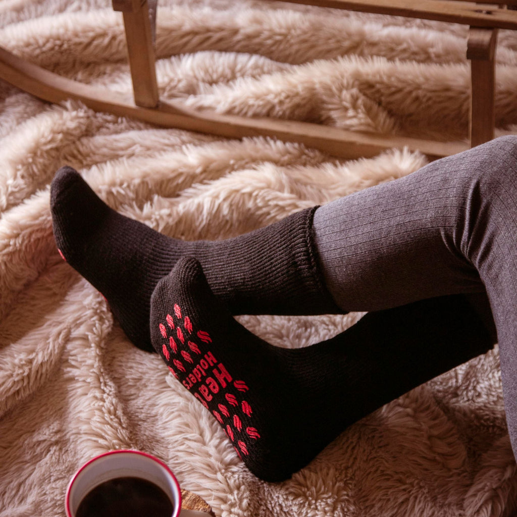 Heat Holders Mens Winter Non Slip Thermal Slipper Socks with Grips