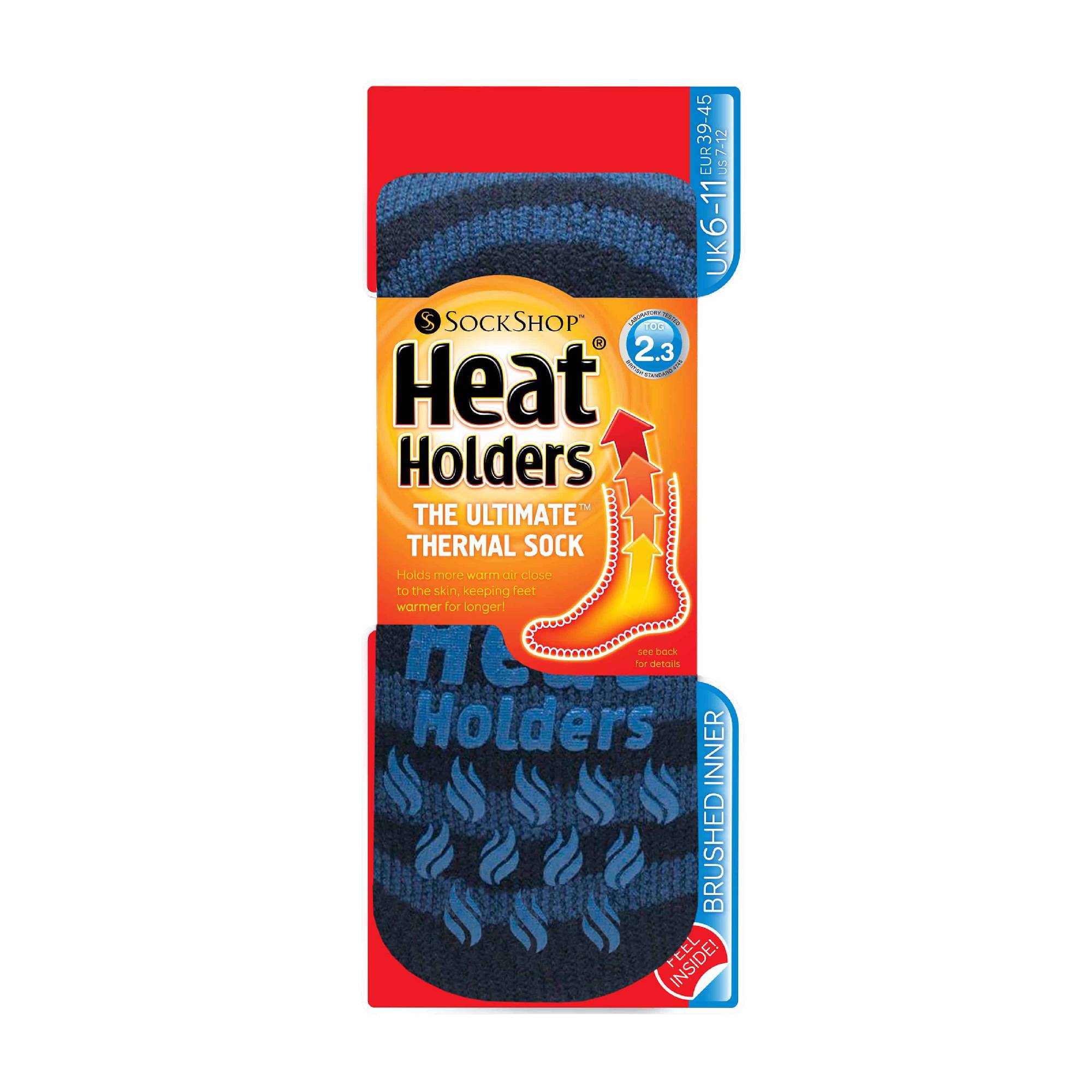 Heat Holders Mens Winter Non Slip Thermal Slipper Socks with Grips