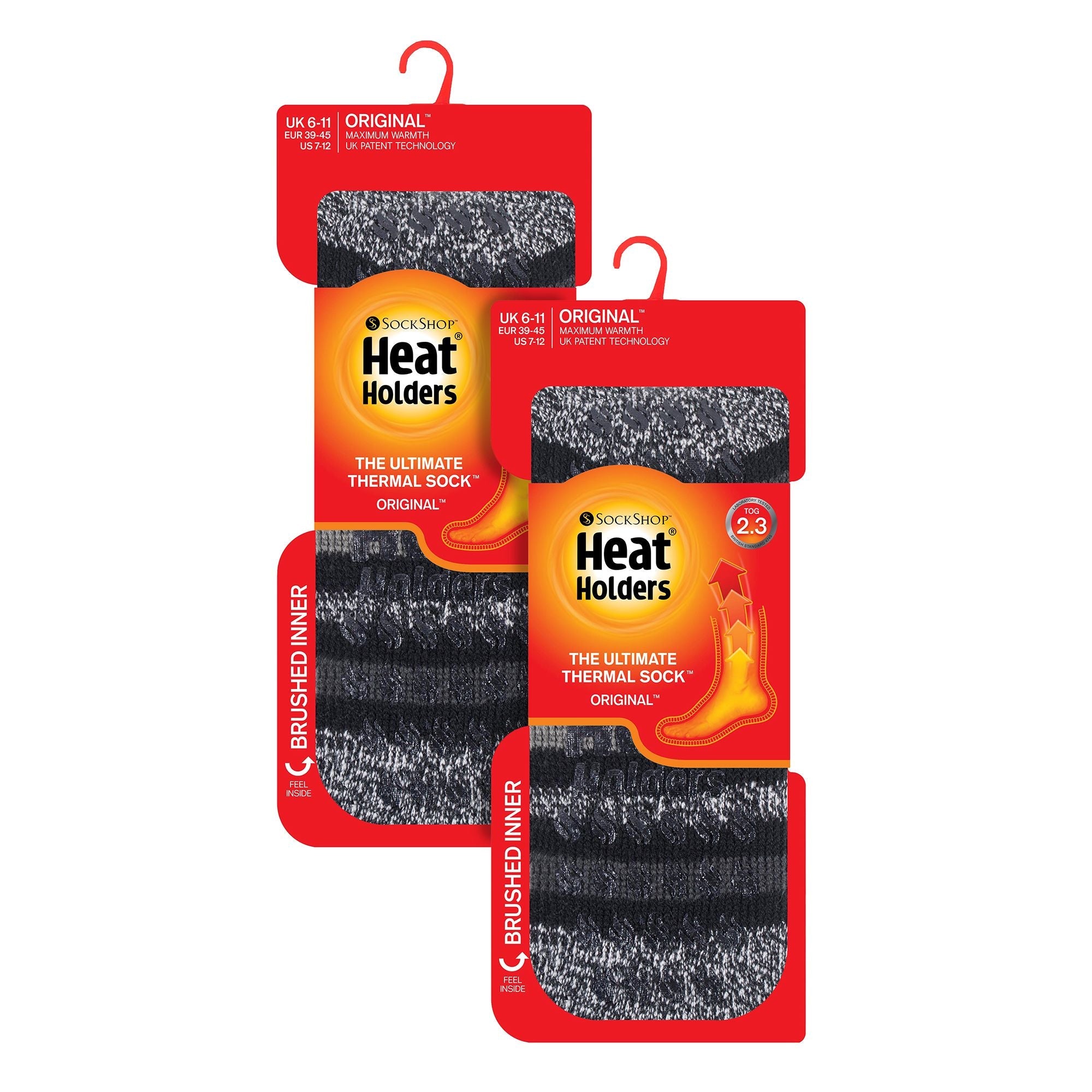 Heat Holders 2 Pair Mens Winter Crew Slipper Socks