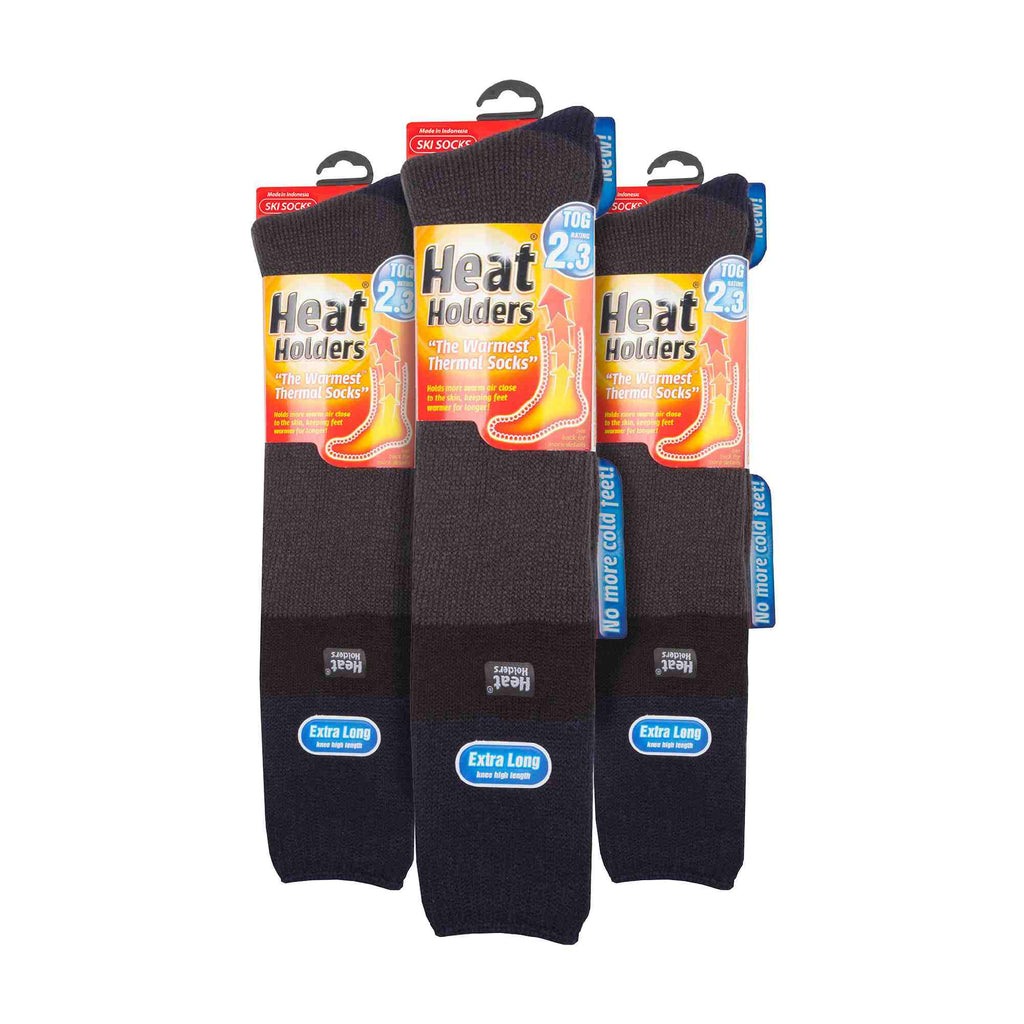 Mens Thermal Striped Ski Socks High Quality Heat Holders Extra Long Socks