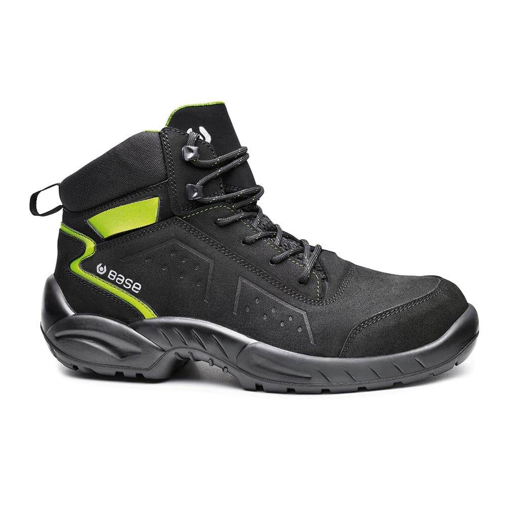 Base B0177 Chester Top Anti-Static Lightweight Leather Safety Work Boot Black/Green