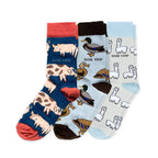 Bare Kind Blue Farm Animals Bundle of 3 Bamboo Sock Set