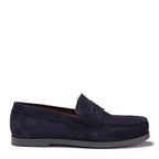 Hugs & Co Mens Boat Loafers Navy Blue Suede