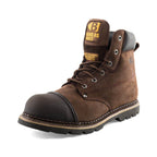 Buckler B301 Goodyear Welter Leather Safety Boots, Rubber Toe Protector Chocolate Oil