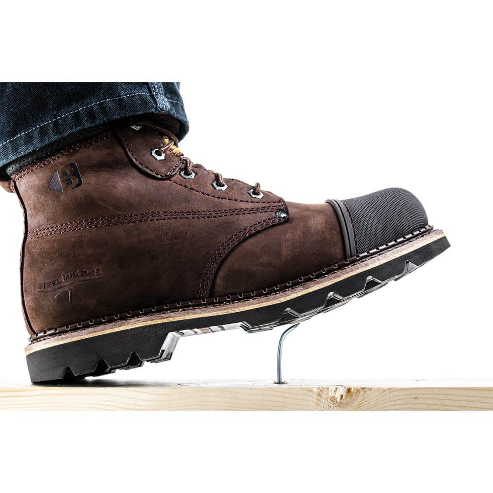 Buckler B301 Goodyear Welter Leather Safety Boots, Rubber Toe Protector Chocolate Oil
