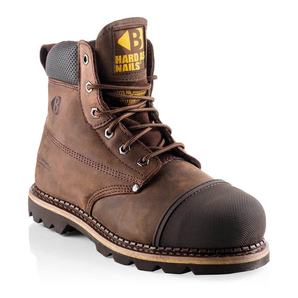 Buckler B301 Goodyear Welter Leather Safety Boots, Rubber Toe Protector Chocolate Oil