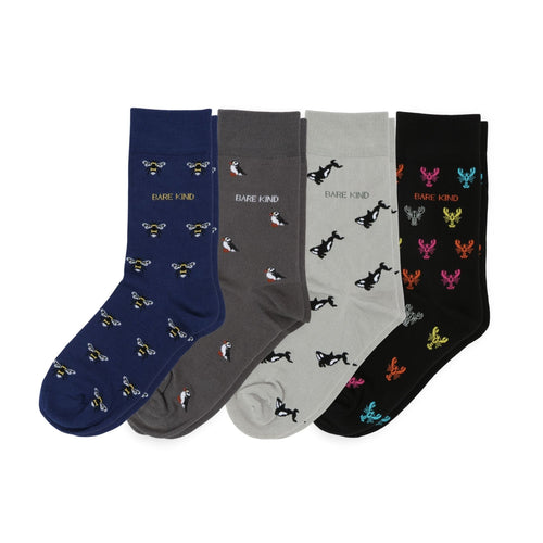 Bare Kind Small Motif 4 Pack Bamboo Sock Set