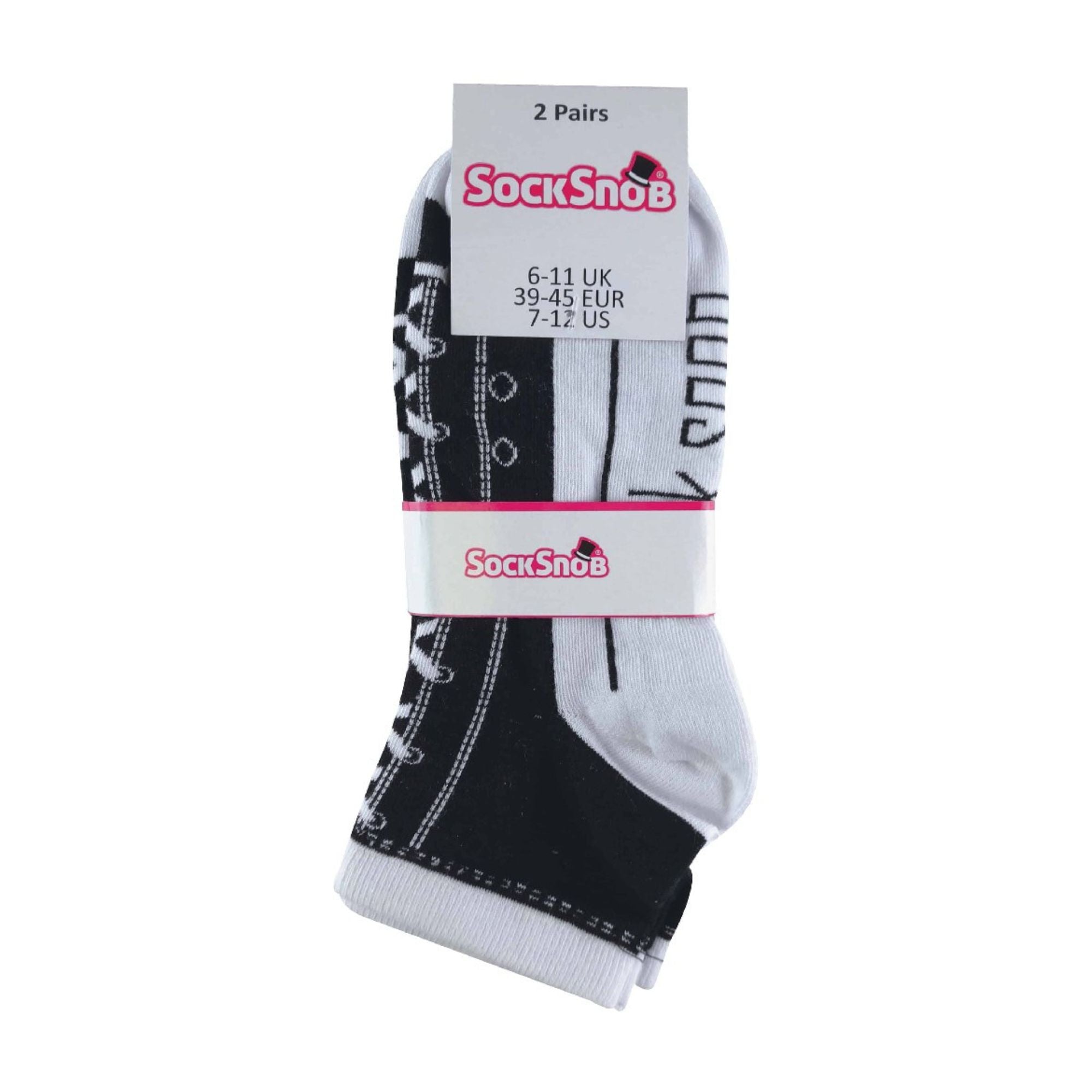 Sock Snob 2 Pack Unisex Adult Cotton Socks That Look Like Shoes