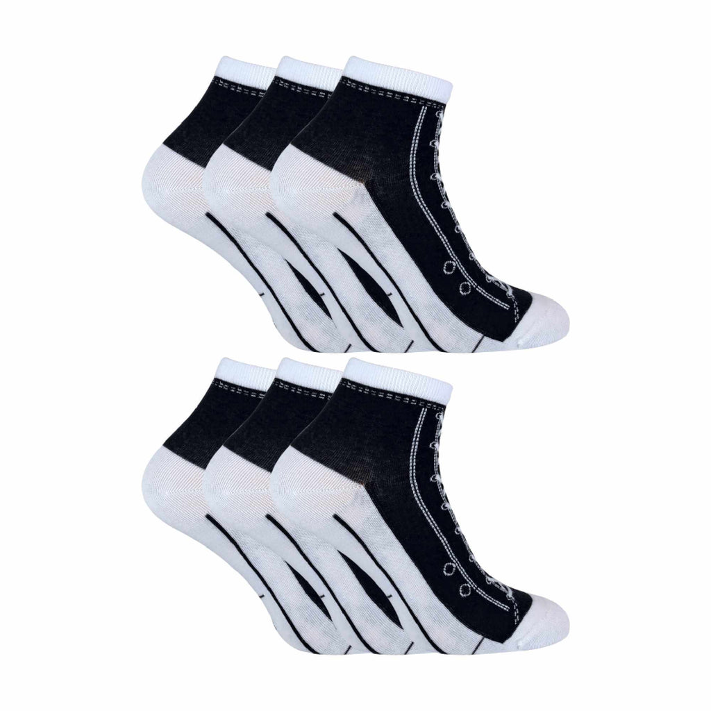 Sock Snob 6 Pair Unisex Novelty Funny Lace Up Socks That Look Like Shoes