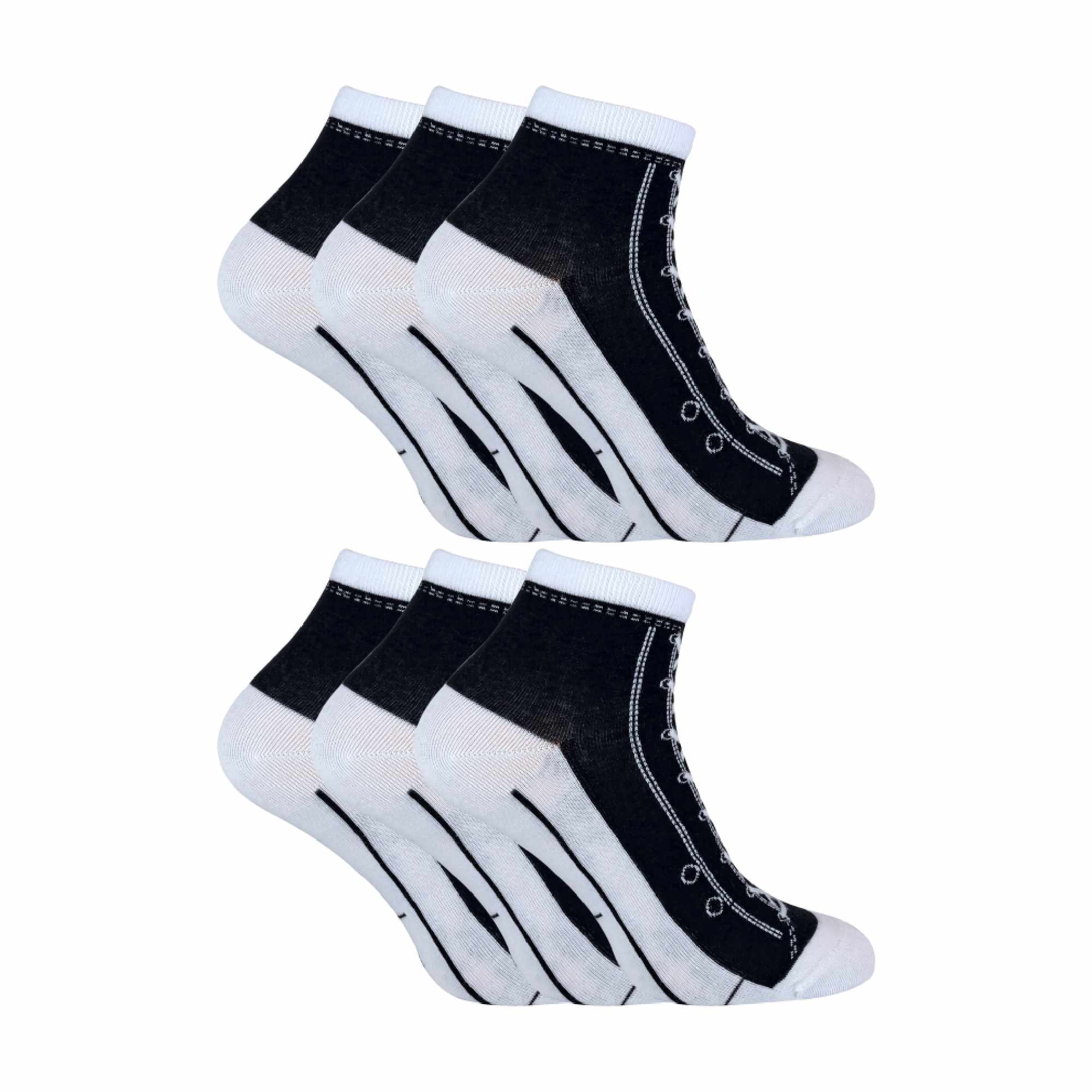 Sock Snob 6 Pair Unisex Novelty Funny Lace Up Socks That Look Like Shoes