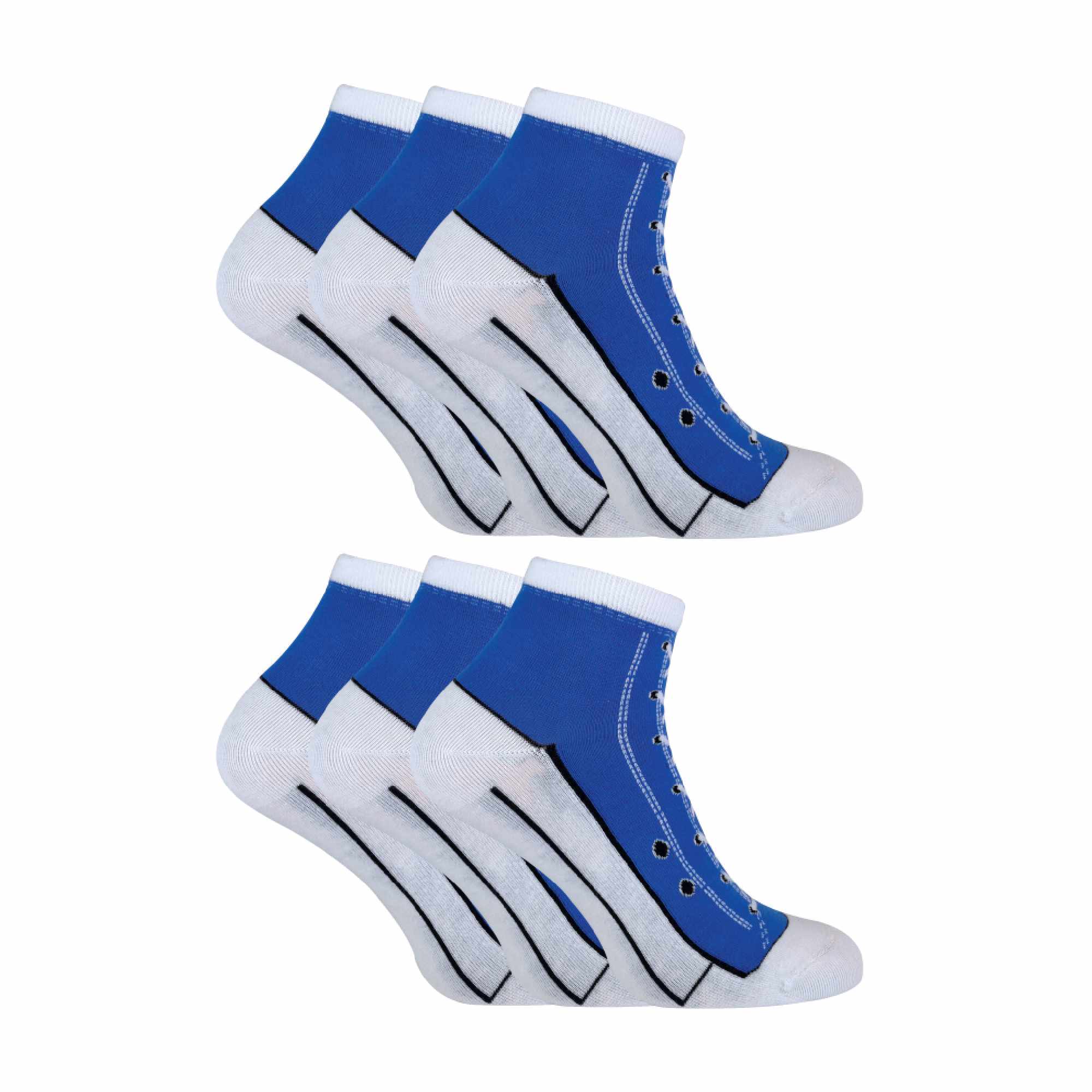 Sock Snob 6 Pair Unisex Novelty Funny Lace Up Socks That Look Like Shoes
