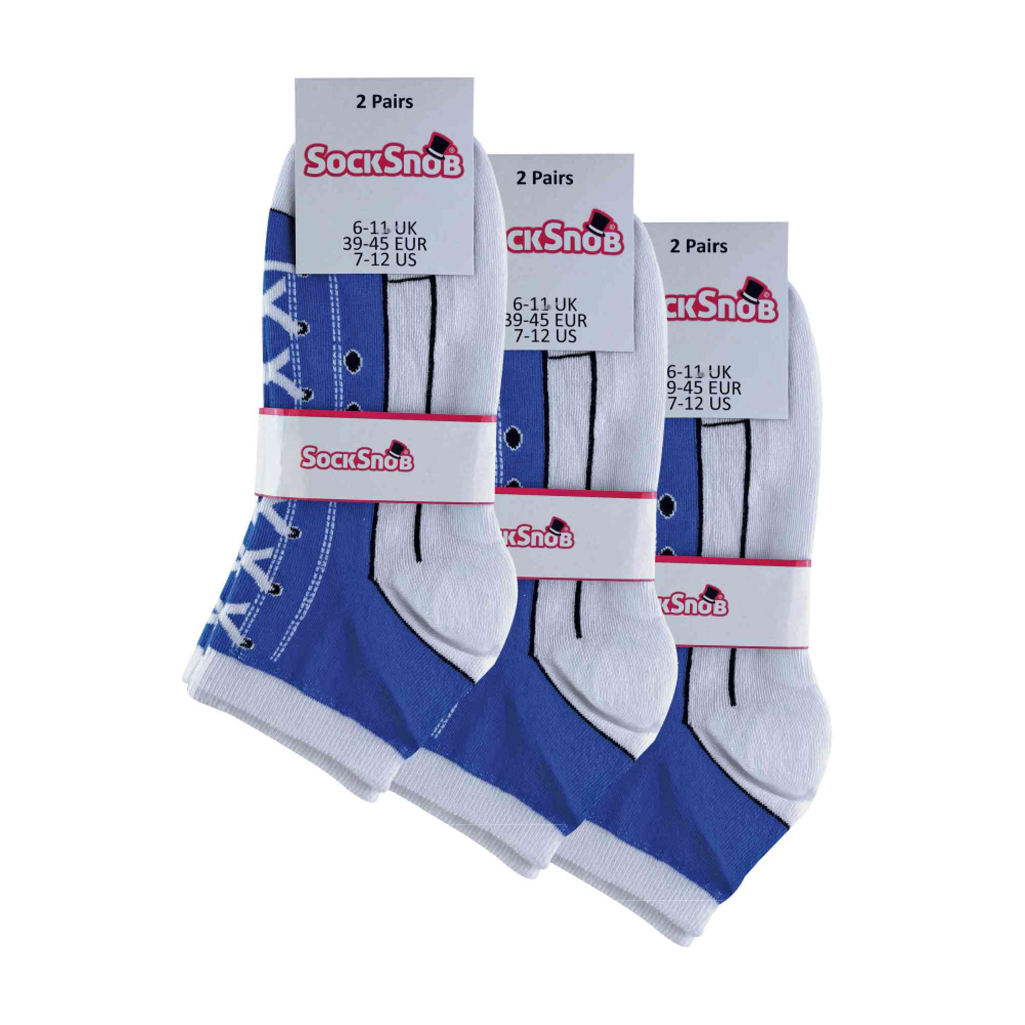 Sock Snob 6 Pair Unisex Novelty Funny Lace Up Socks That Look Like Shoes
