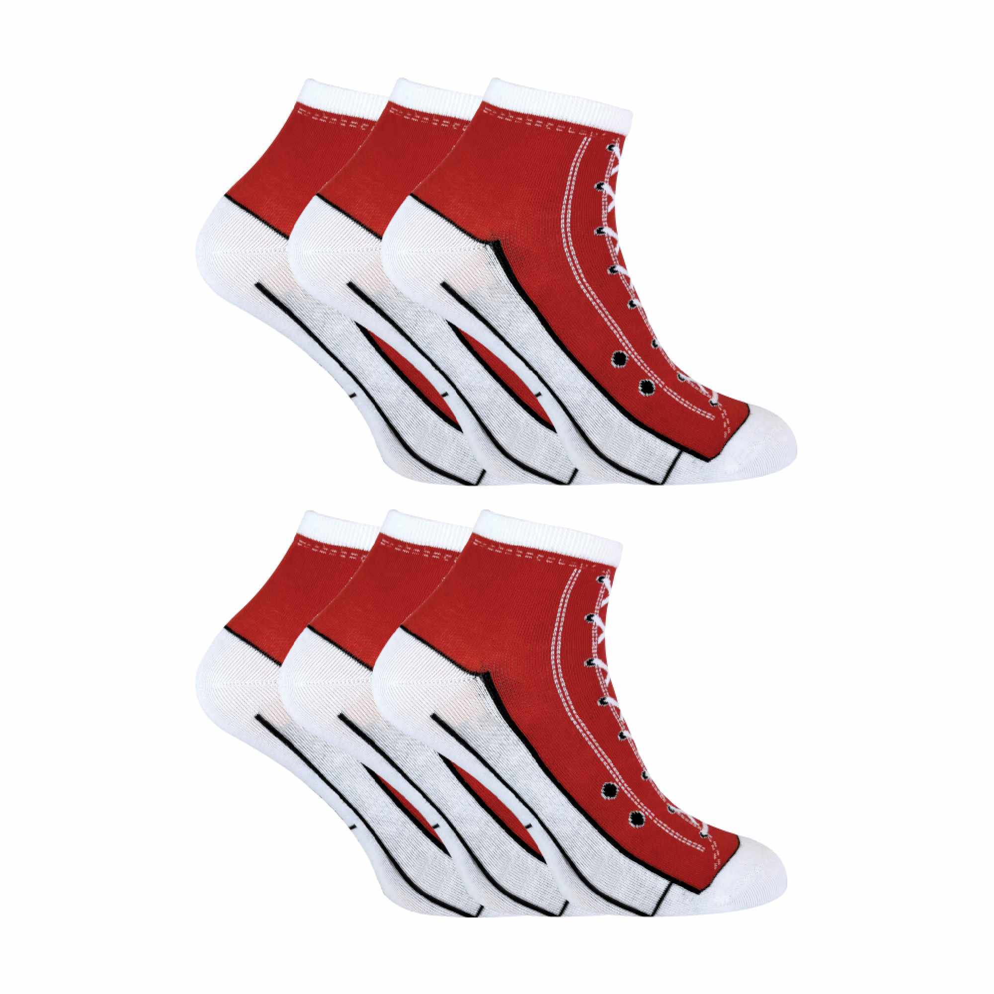Sock Snob 6 Pair Unisex Novelty Funny Lace Up Socks That Look Like Shoes
