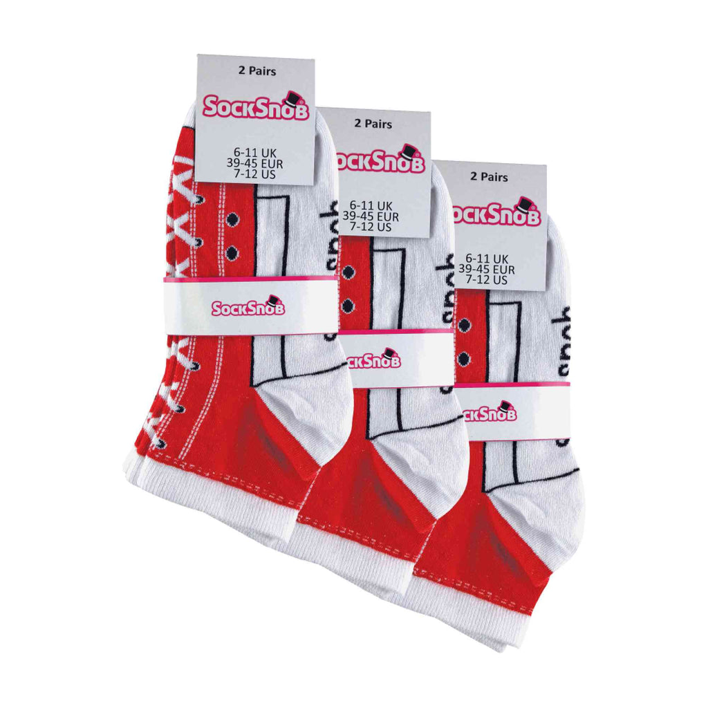 Sock Snob 6 Pair Unisex Novelty Funny Lace Up Socks That Look Like Shoes