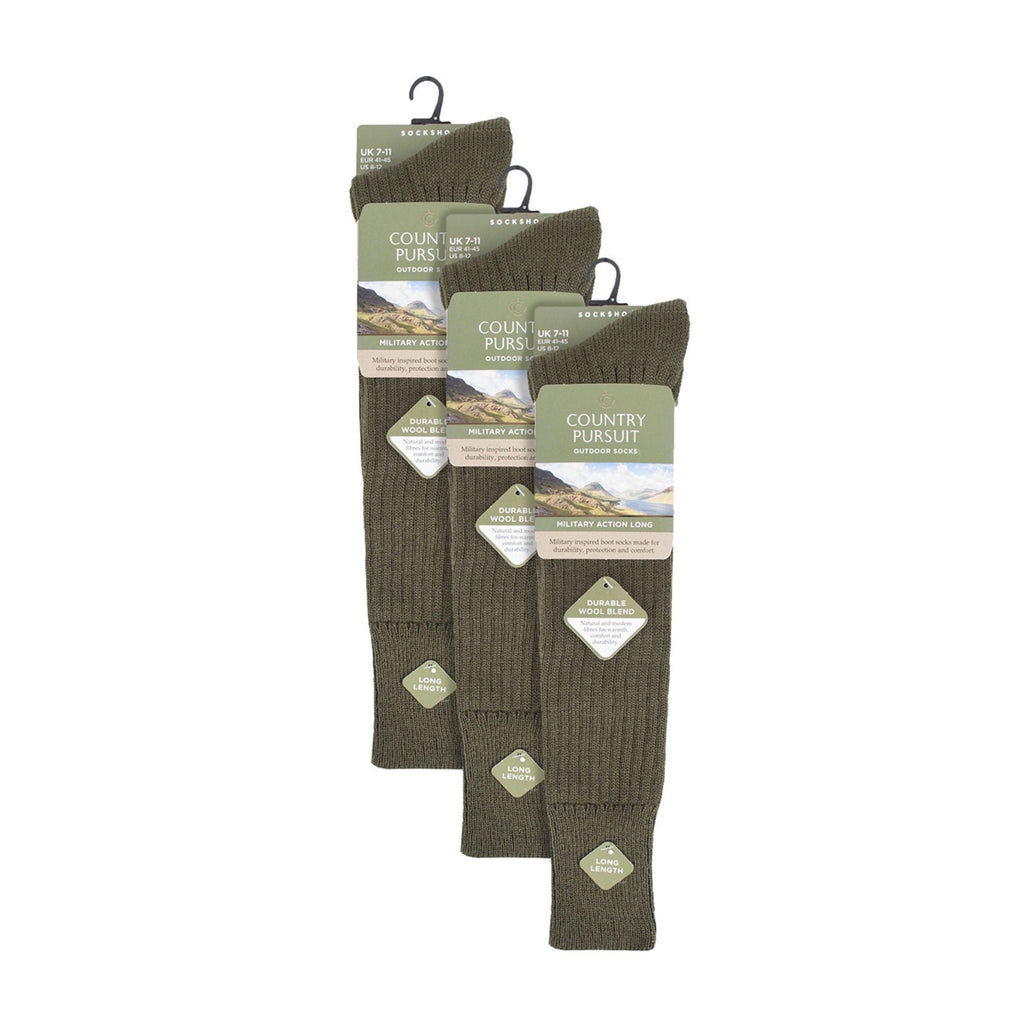 Country Pursuit 3 Pack Long Boot Mens Socks for Outdoor Wellington