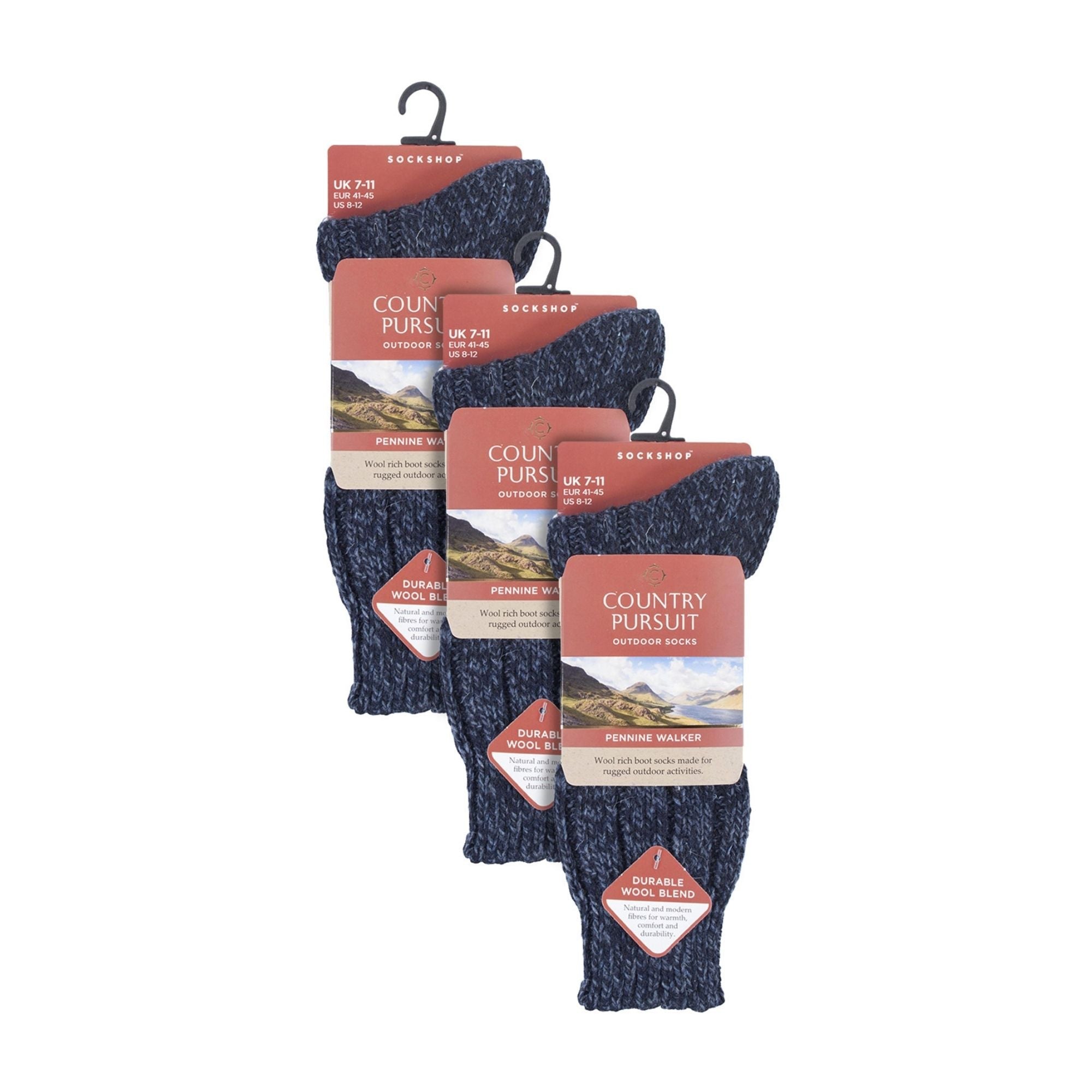Country Pursuit 3 Pack Mens Wool Boot Socks