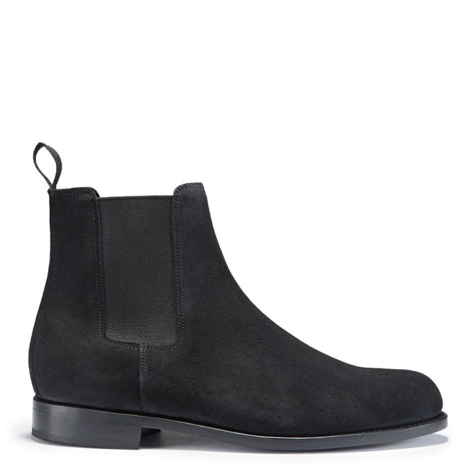Hugs & Co Mens Black Suede Chelsea Boots Welted Leather Sole