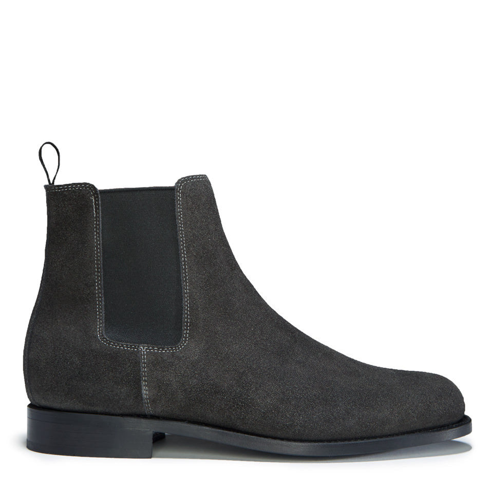 Hugs & Co Mens Grey Suede Chelsea Boots Welted Leather Sole