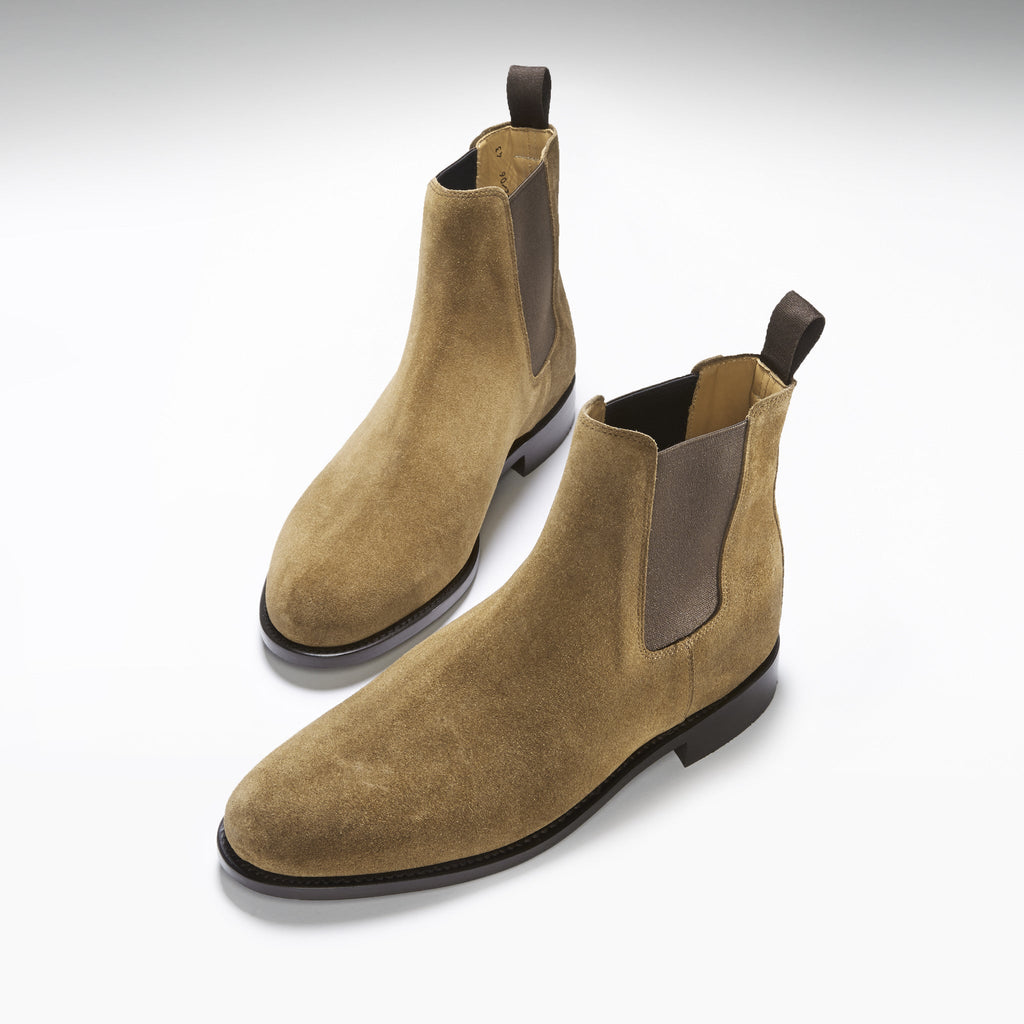 Hugs & Co Mens Tobacco Suede Chelsea Boots Welted Leather Sole