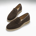 Hugs & Co Mens Brown Suede Loafers Crepe Rubber Welted Sole