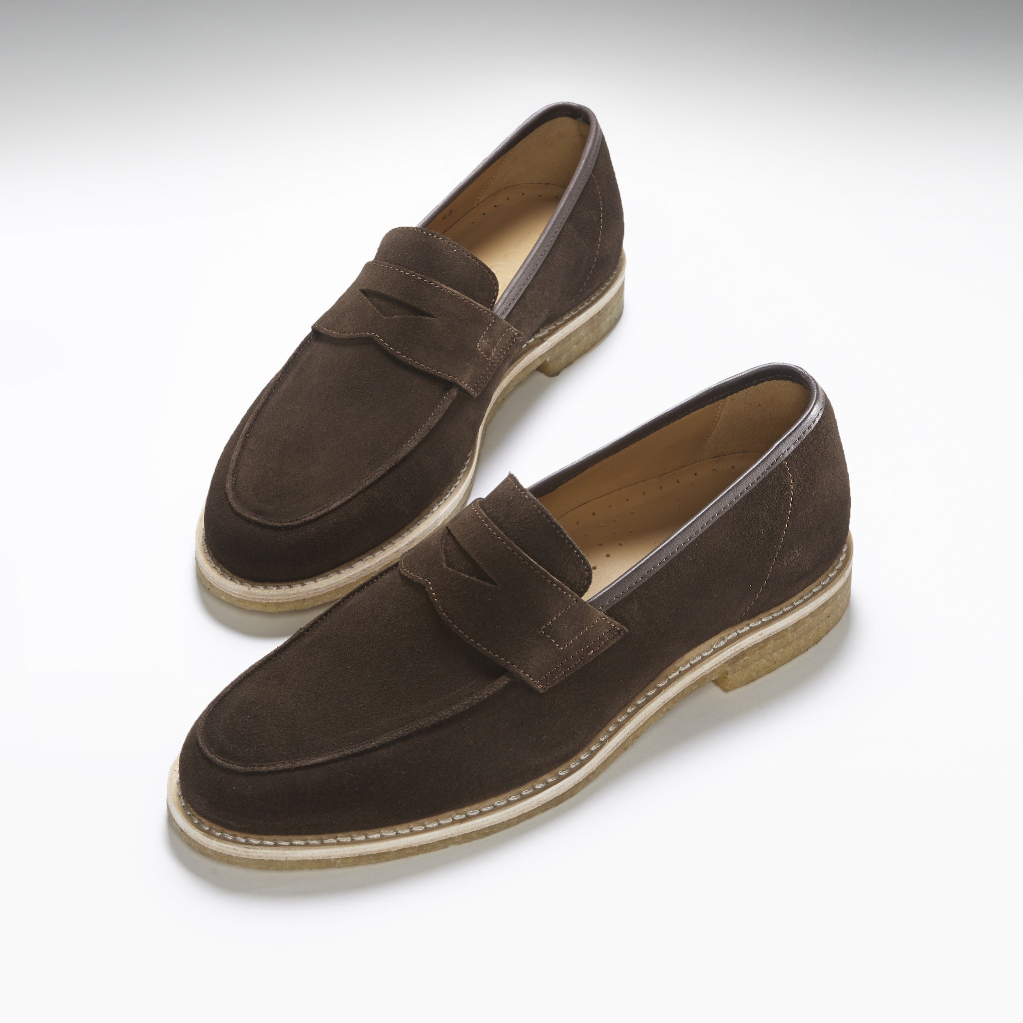 Hugs & Co Mens Brown Suede Loafers Crepe Rubber Welted Sole