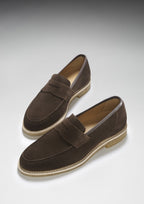 Hugs & Co Mens Brown Suede Loafers Crepe Rubber Welted Sole