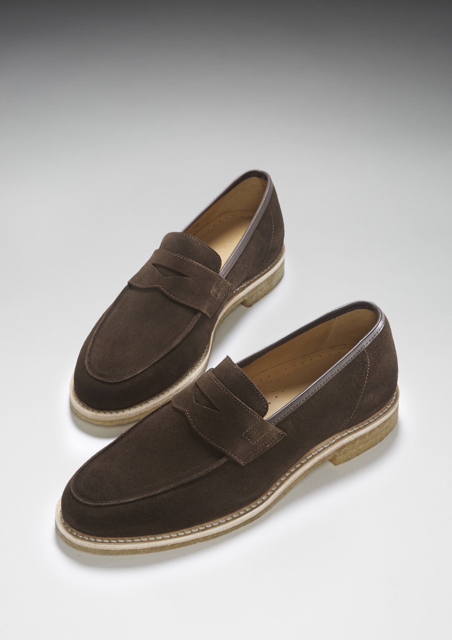 Hugs & Co Mens Brown Suede Loafers Crepe Rubber Welted Sole