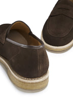 Hugs & Co Mens Brown Suede Loafers Crepe Rubber Welted Sole